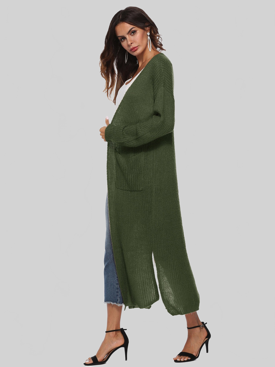 Long Sleeve Open Front Buttoned Cardigan nicholesgifts