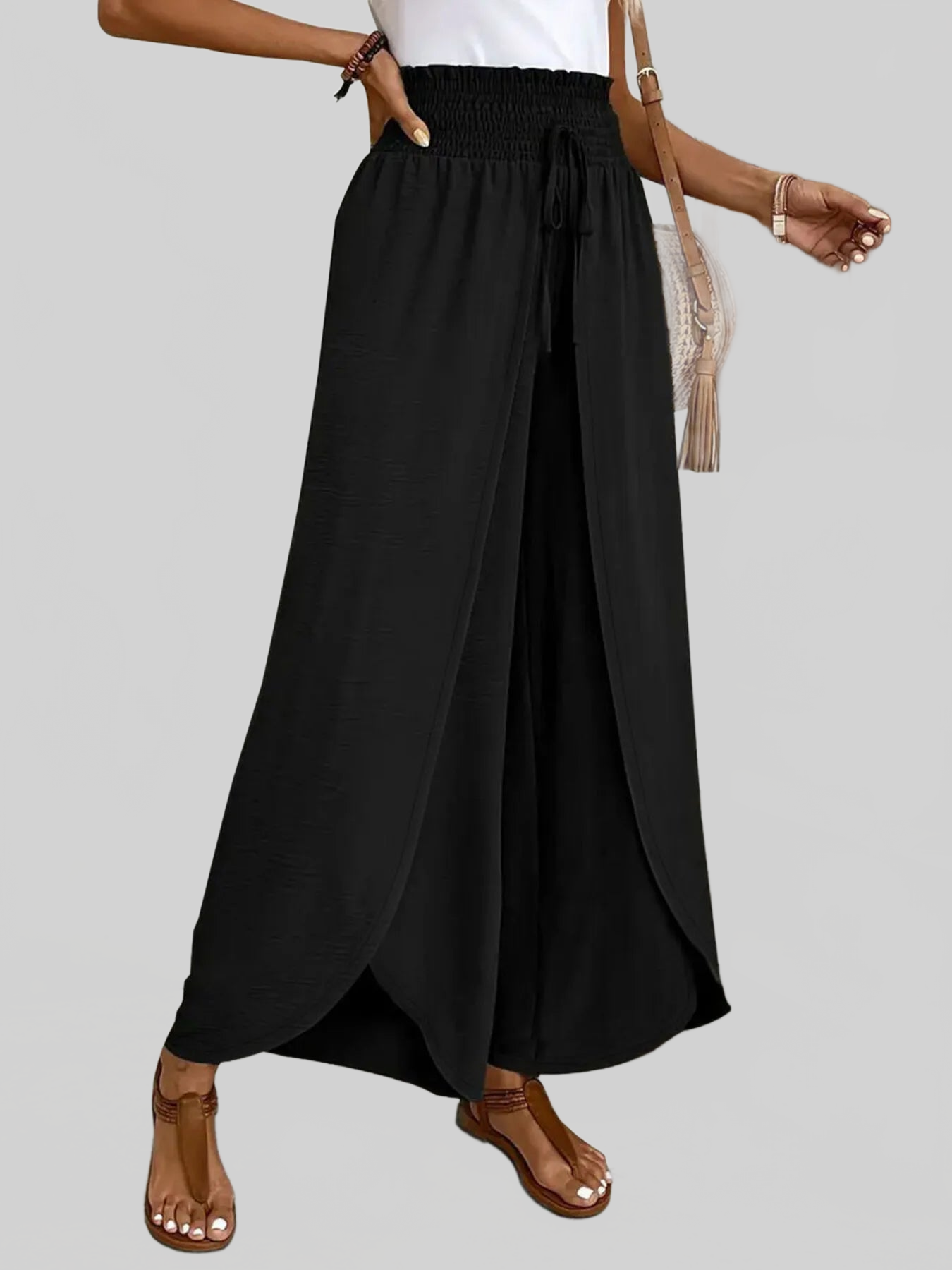Women High-Waisted Side Slit Pants nicholesgifts