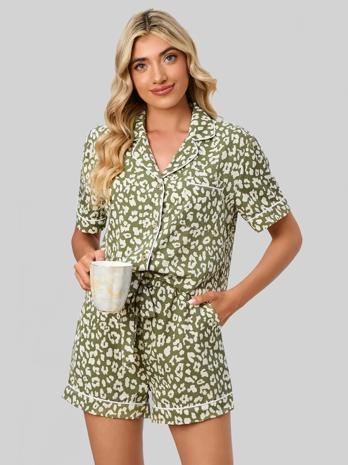 Full Size Leopard Short Sleeve Top and Shorts Lounge Set Plus Size nicholesgifts