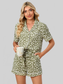 Full Size Leopard Short Sleeve Top and Shorts Lounge Set Plus Size nicholesgifts