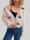 Women Flower Fuzzy Button-Up Cardigan nicholesgifts