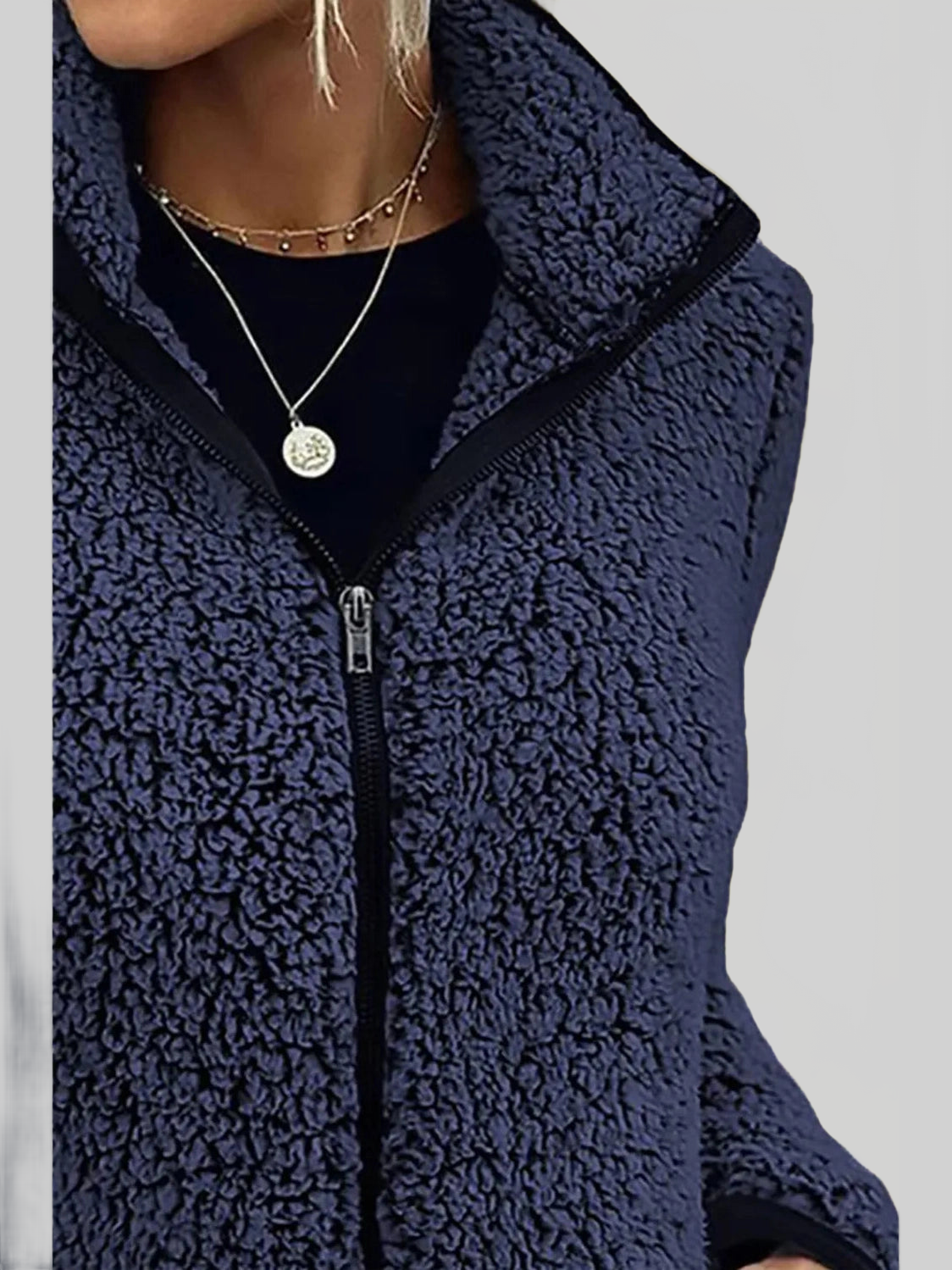 Pocketed Zip Up Turtleneck Jacket nicholesgifts