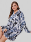 Plus Size Floral Lapel Collar Long Sleeve Night Dress nicholesgifts
