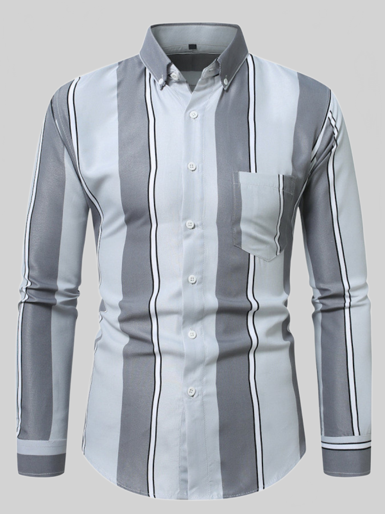 Men's Plus Size Slim Fit Striped Button Up Shirt nicholesgifts