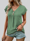 Decorative Button V-Neck Short Sleeve Blouse nicholesgifts