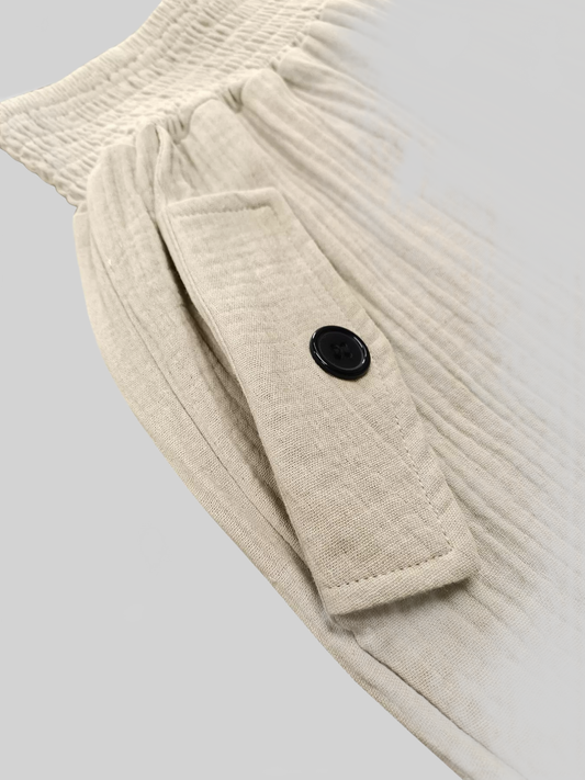Women Smocked Textured Casual Pants nicholesgifts