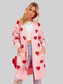 Women Heart Graphic Open Front Cardigan with Pockets nicholesgifts