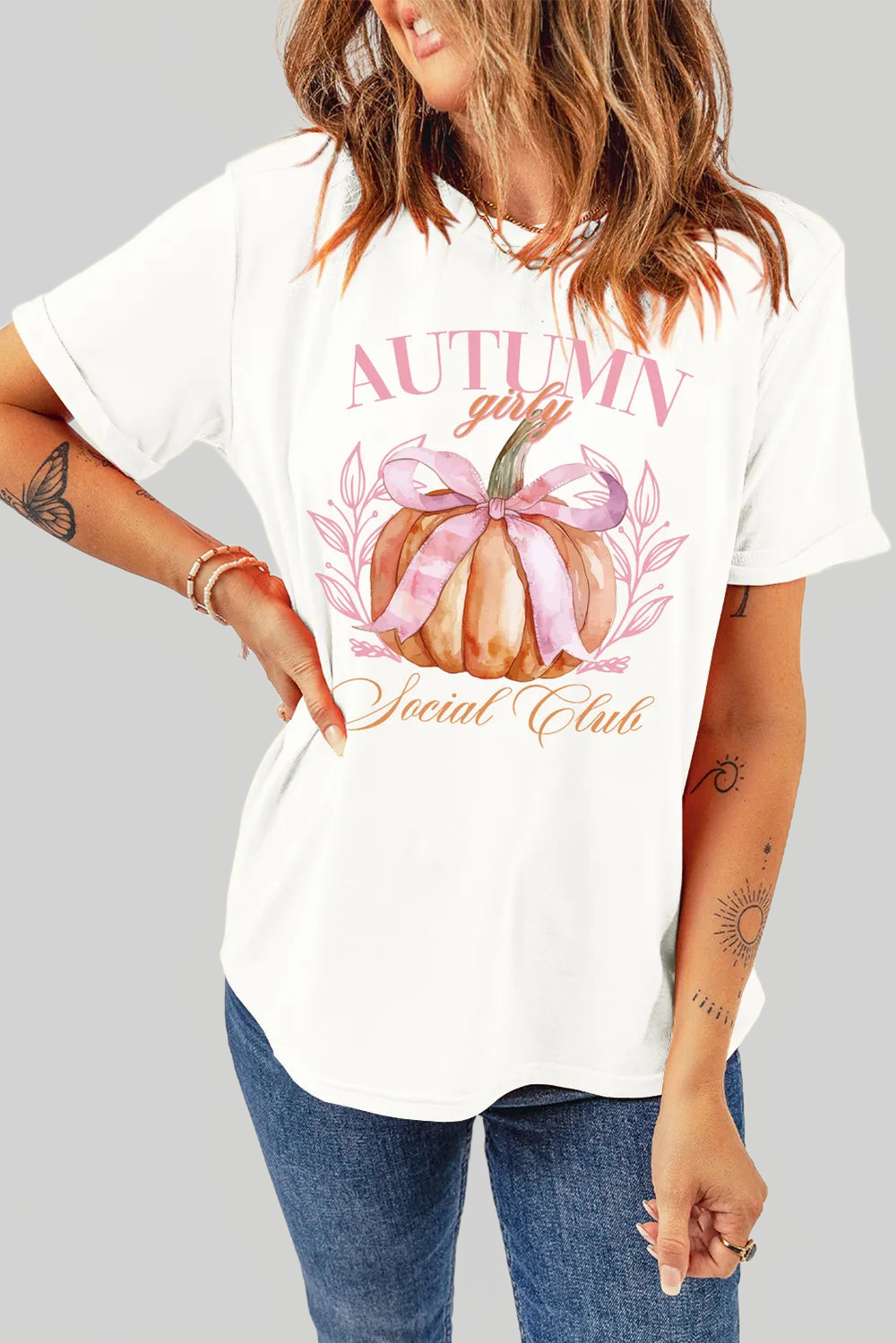 Pumpkin Graphic Round Neck Short Sleeve T-Shirt nicholesgifts