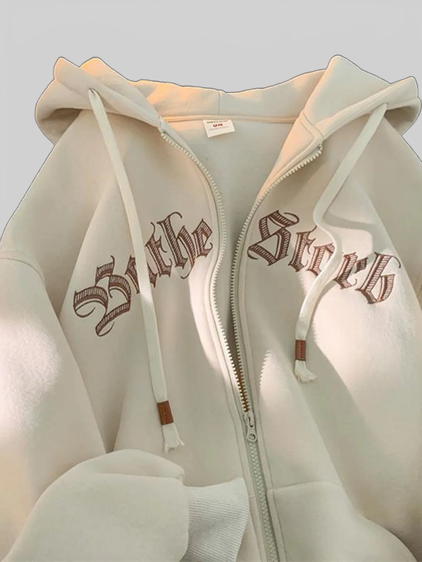 Men's Plus Size Letter Zip Up Drawstring Hoodie nicholesgifts