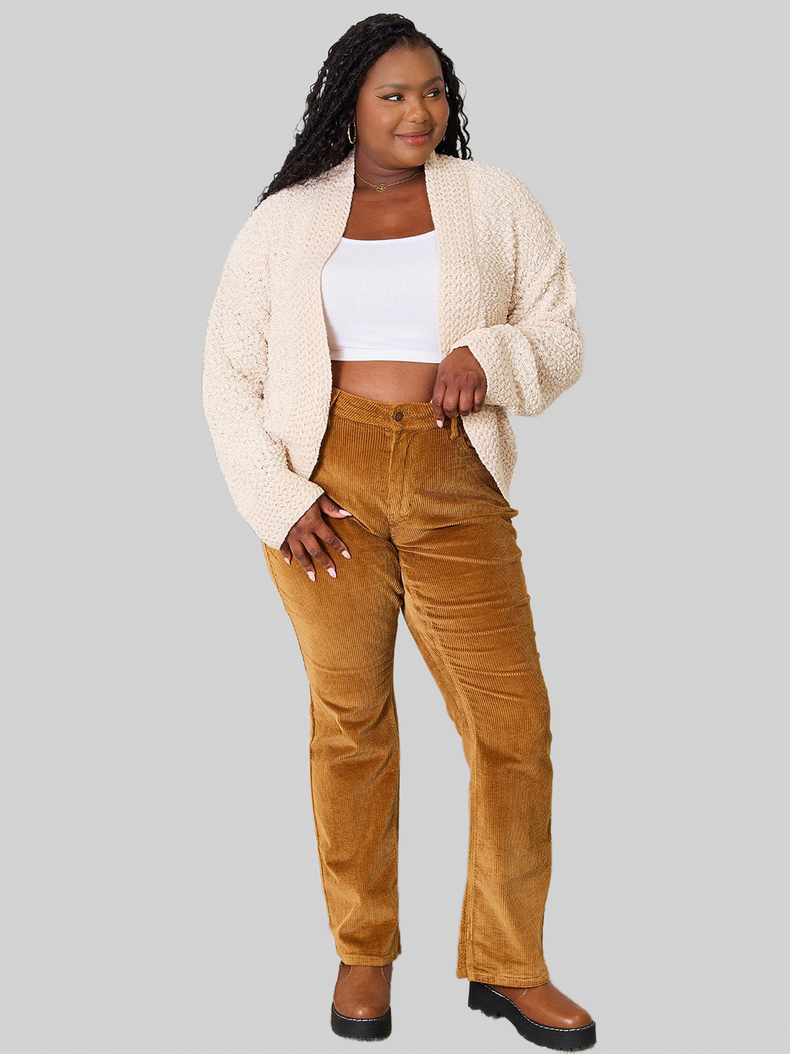 Women Double Take Open Front Long Sleeve Cardigan nicholesgifts