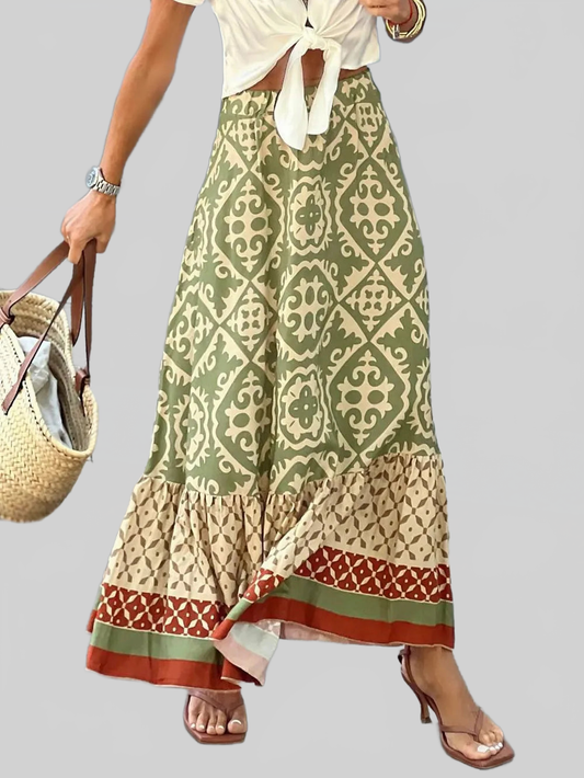 Geometric Elastic Waist Maxi Skirt nicholesgifts