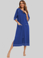 Zip Up Slit Round Neck Night Dress with Pockets nicholesgifts