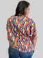 Women Double Take Full Size Geometric Notched Dolman Sleeve Top nicholesgifts