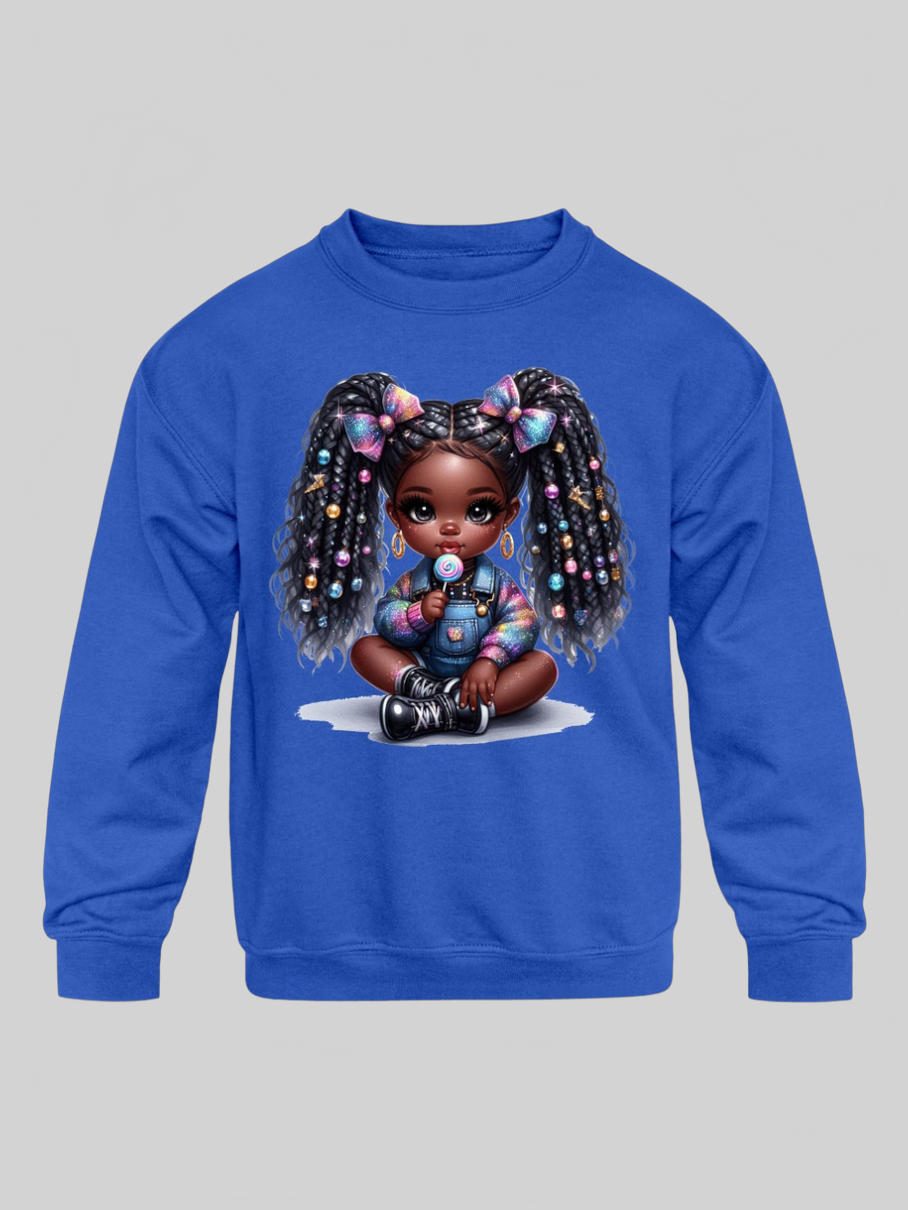 African American Toddler Girls Cute Bows Long Sleeve Crewneck Sweatshirt NicholesGifts