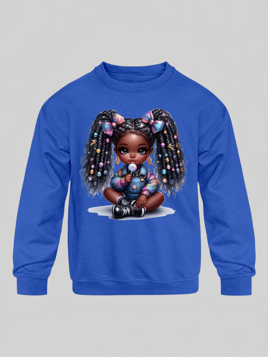 African American Toddler Girls Cute Bows Long Sleeve Crewneck Sweatshirt NicholesGifts