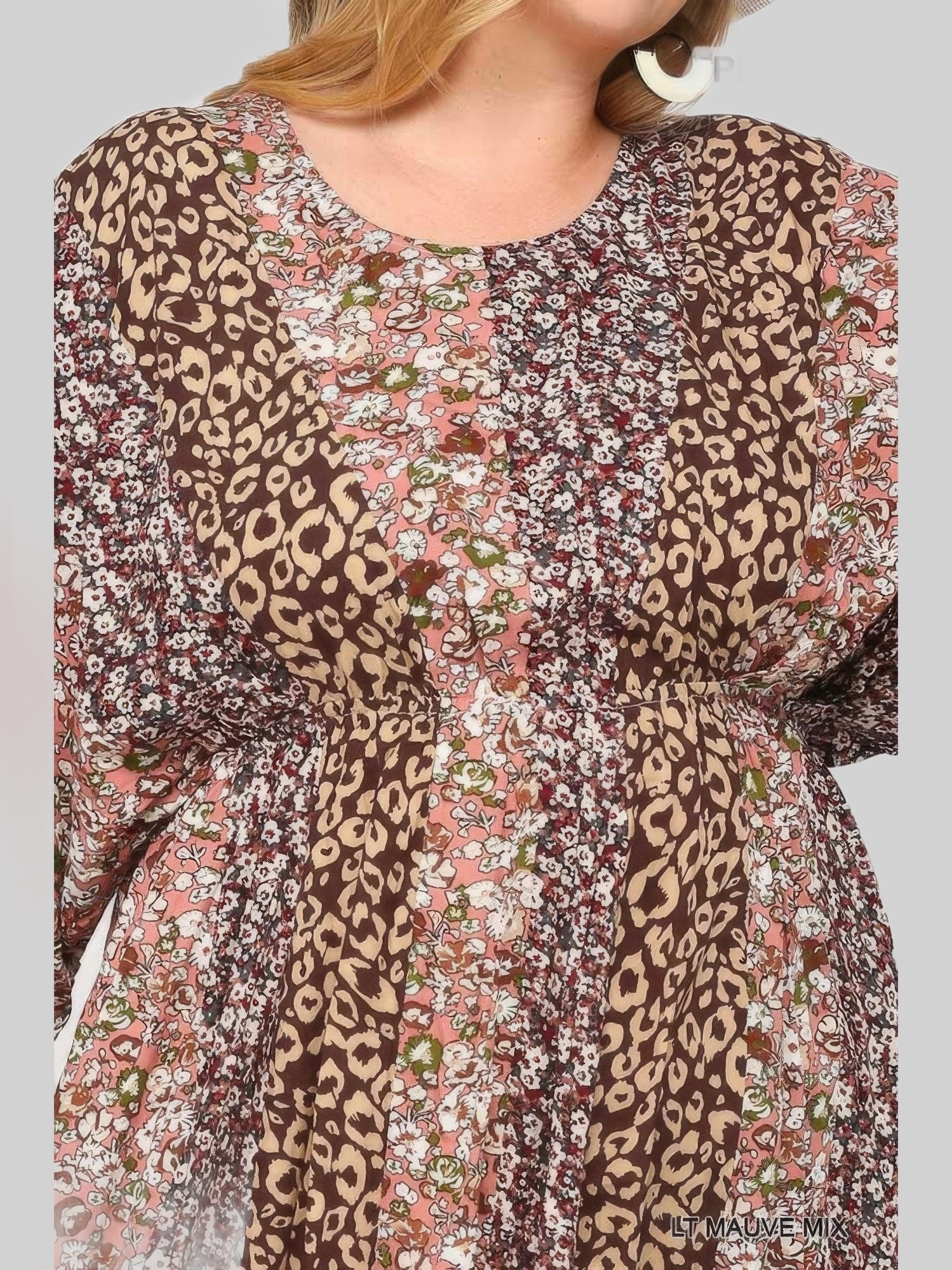 Women Print Mixed Dolman Sleeve Dress With Side Pockets NicholesGifts