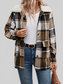 Perfee Pocketed Plaid Button Up Collared Neck Jacket nicholesgifts