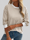 Women Ivy Lane Striped Round Neck Long Sleeve Sweatshirt nicholesgifts