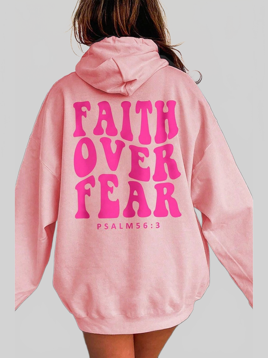 Women Faith Over Fear Dropped Shoulder Hoodie nicholesgifts