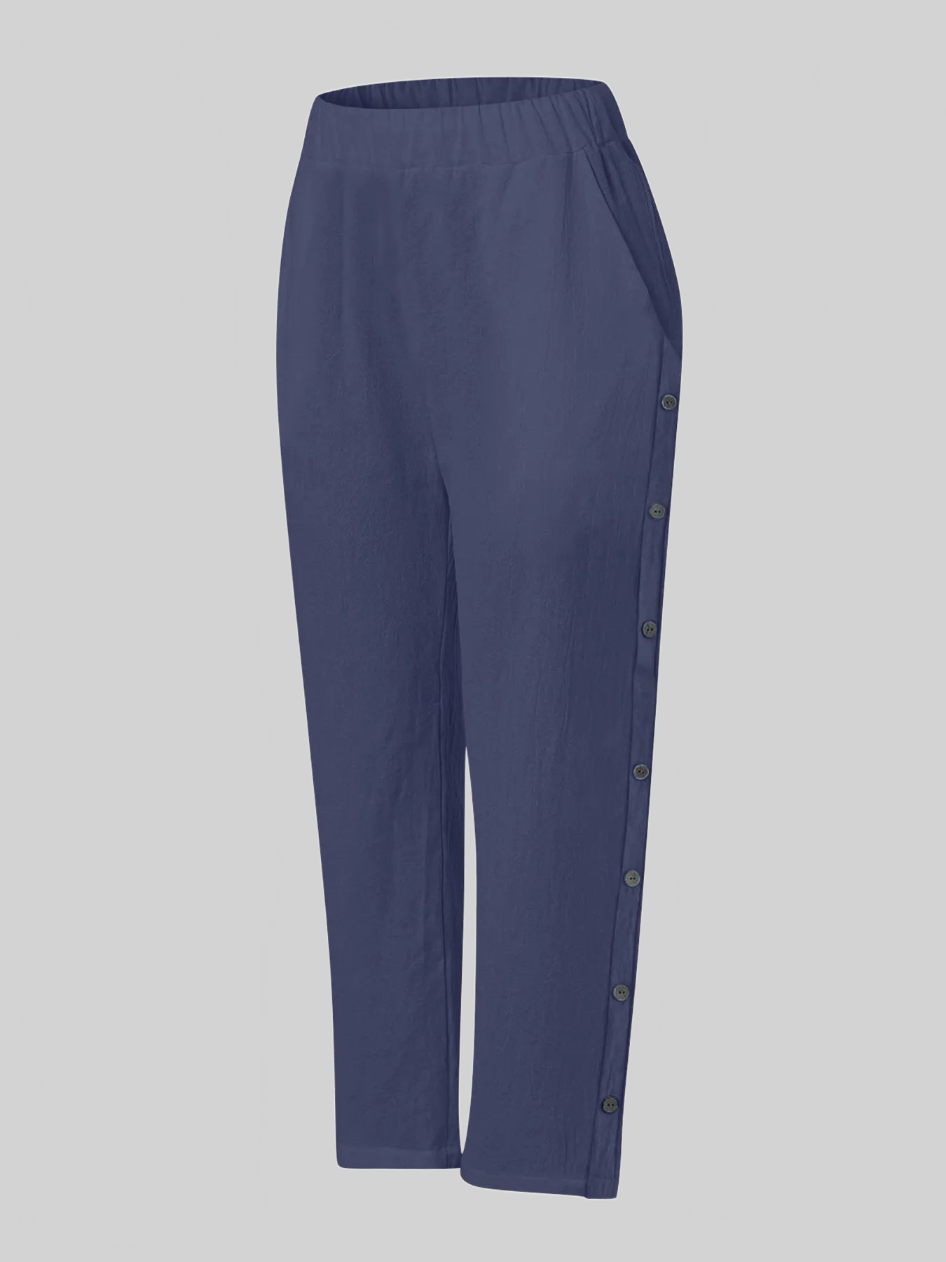 Women Full Size Side Decor Button Casual Wide Leg Pants Plus Size nicholesgifts