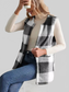 Women Cozy Plaid Sherpa Vest Coat nicholesgifts