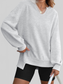 Women Notched Long Sleeve Oversized Sweatshirt nicholesgifts