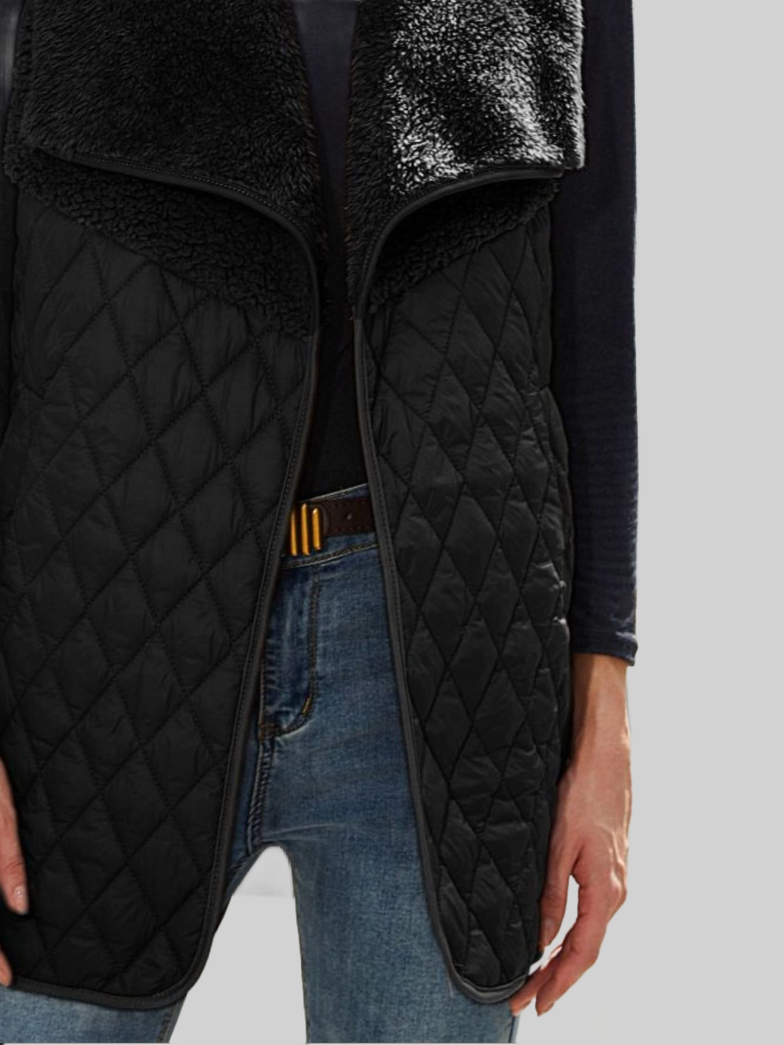 Women Open Front Collared Vest nicholesgifts