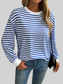Women Ivy Lane Striped Round Neck Long Sleeve Sweatshirt nicholesgifts