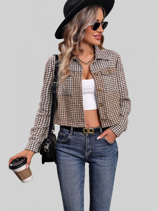 Perfee Collared Neck Button Front Pocketed Jacket NicholesGifts