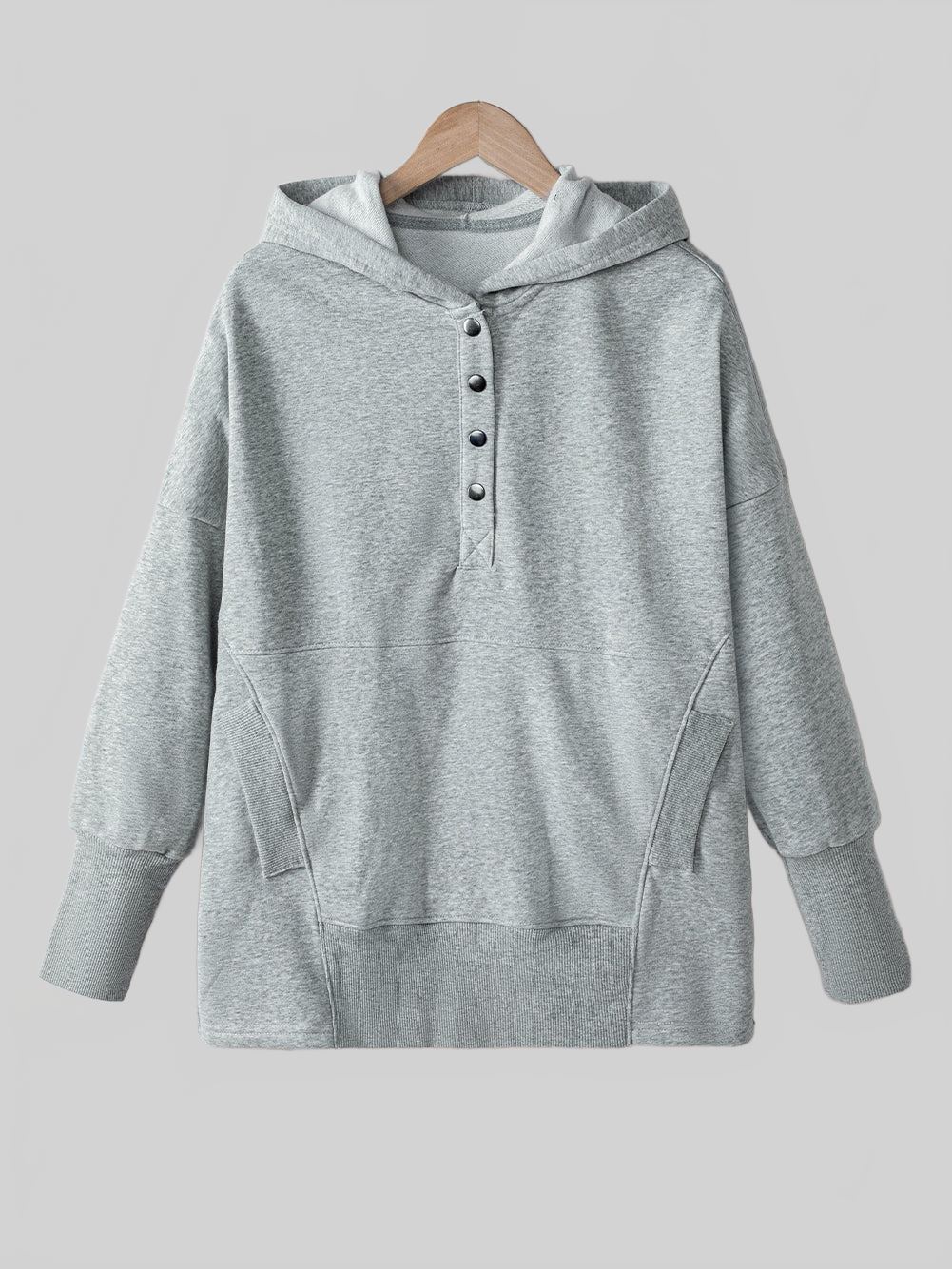 NicholesGifts Women Quarter-Snap Dropped Shoulder Hoodie NicholesGifts