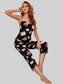 Floral V-Neck Cami and Cropped Pants Lounge Set nicholesgifts