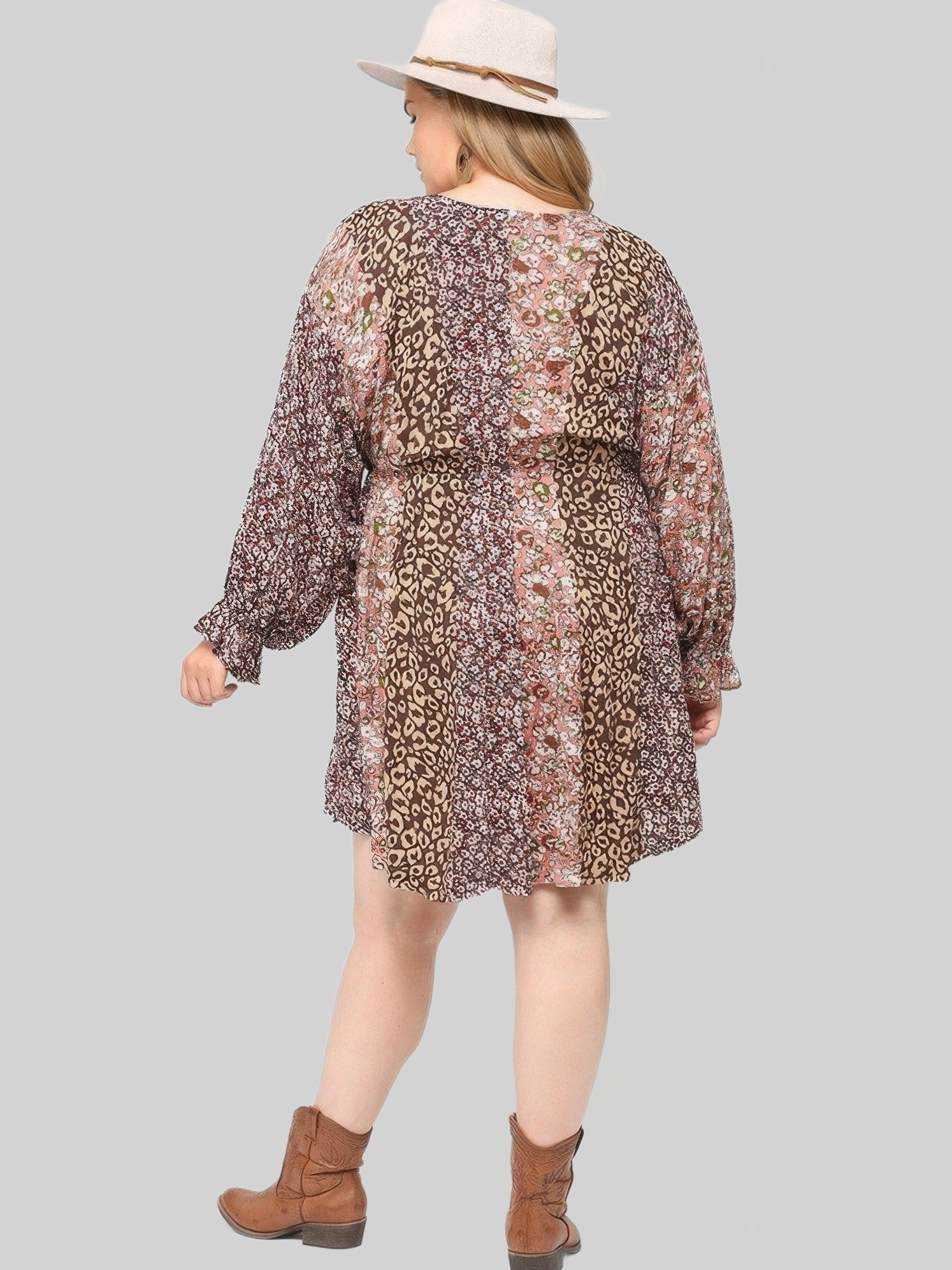 Women Print Mixed Dolman Sleeve Dress With Side Pockets NicholesGifts