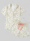 Printed Button Up Short Sleeve Top and Shorts Lounge Set nicholesgifts