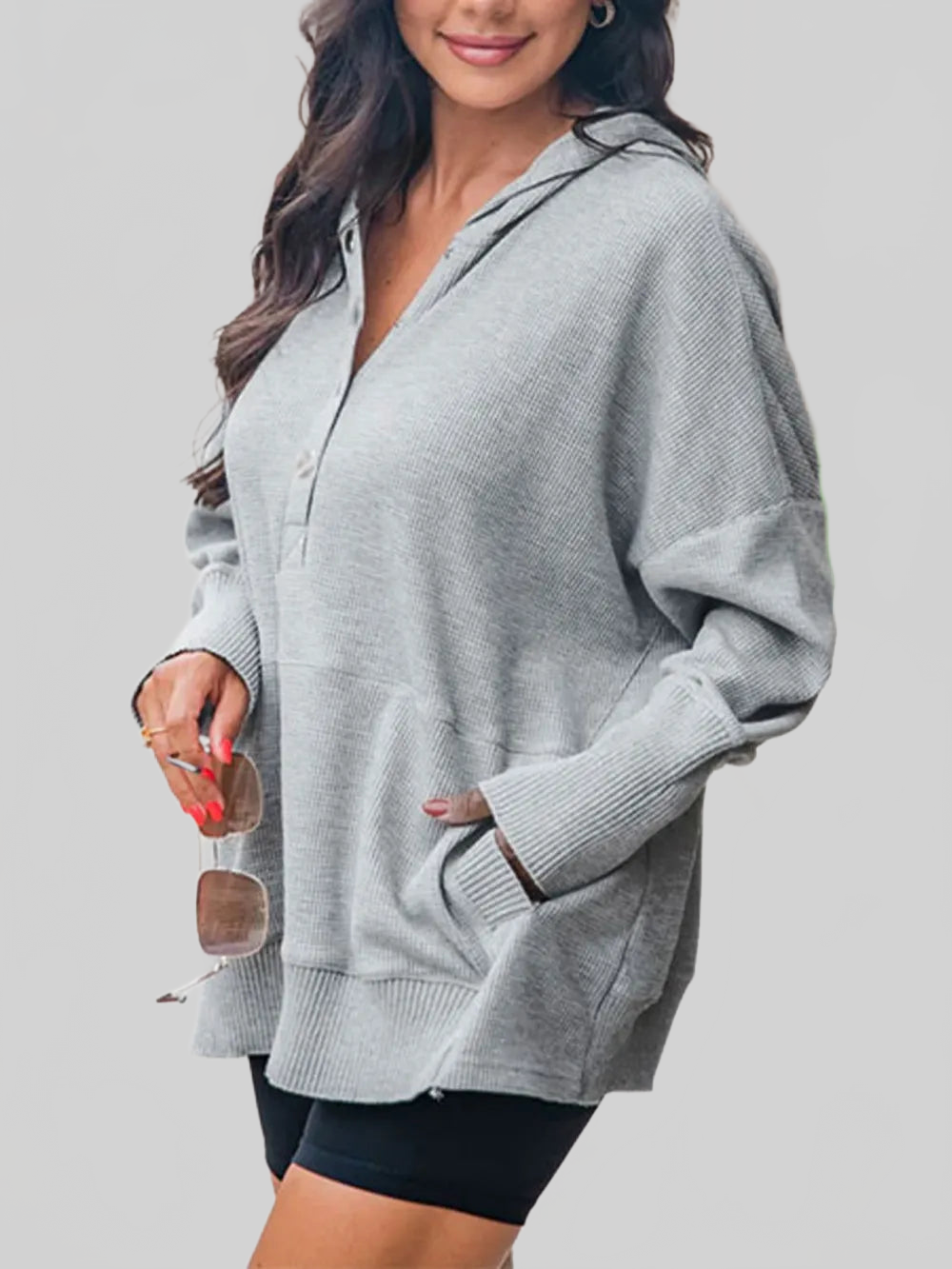 Perfee Half Snap Long Sleeve Hoodie NicholesGifts