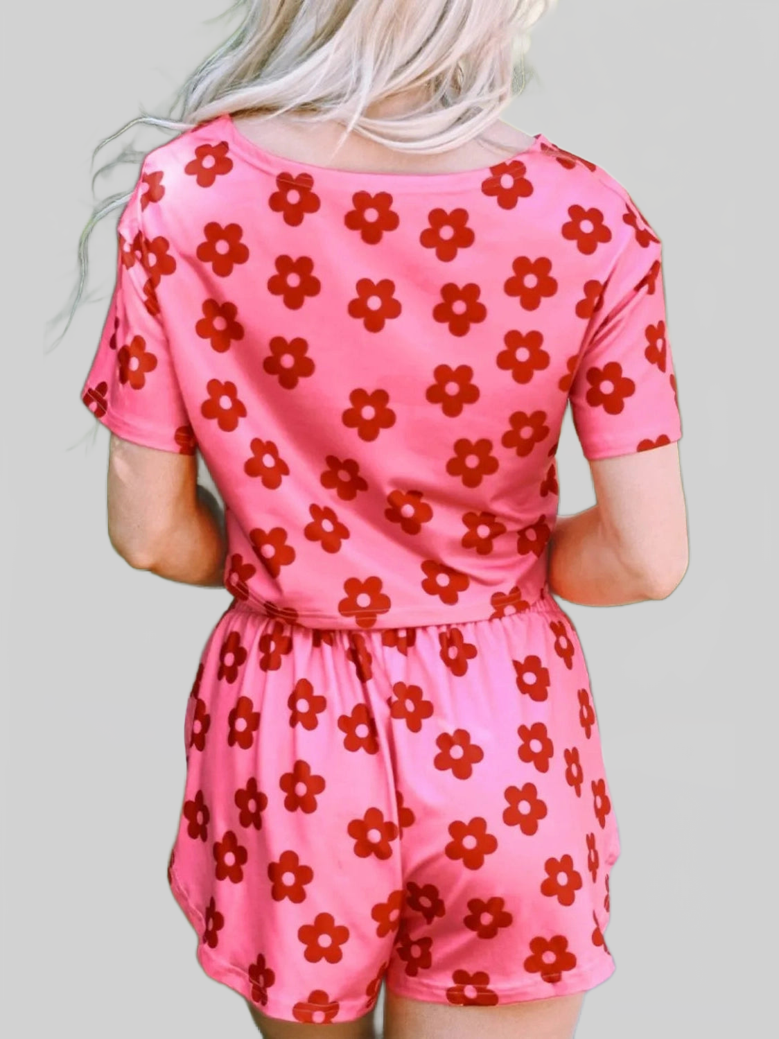 Floral Cropped Tee and Shorts Lounge Set nicholesgifts