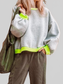 Women Contrast Trim Oversized Sweatshirt nicholesgifts