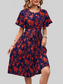 Perfee Printed Round Neck Short Sleeve Dress nicholesgifts
