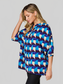 Women Double Take Full Size Geometric Notched Half Sleeve Blouse nicholesgifts