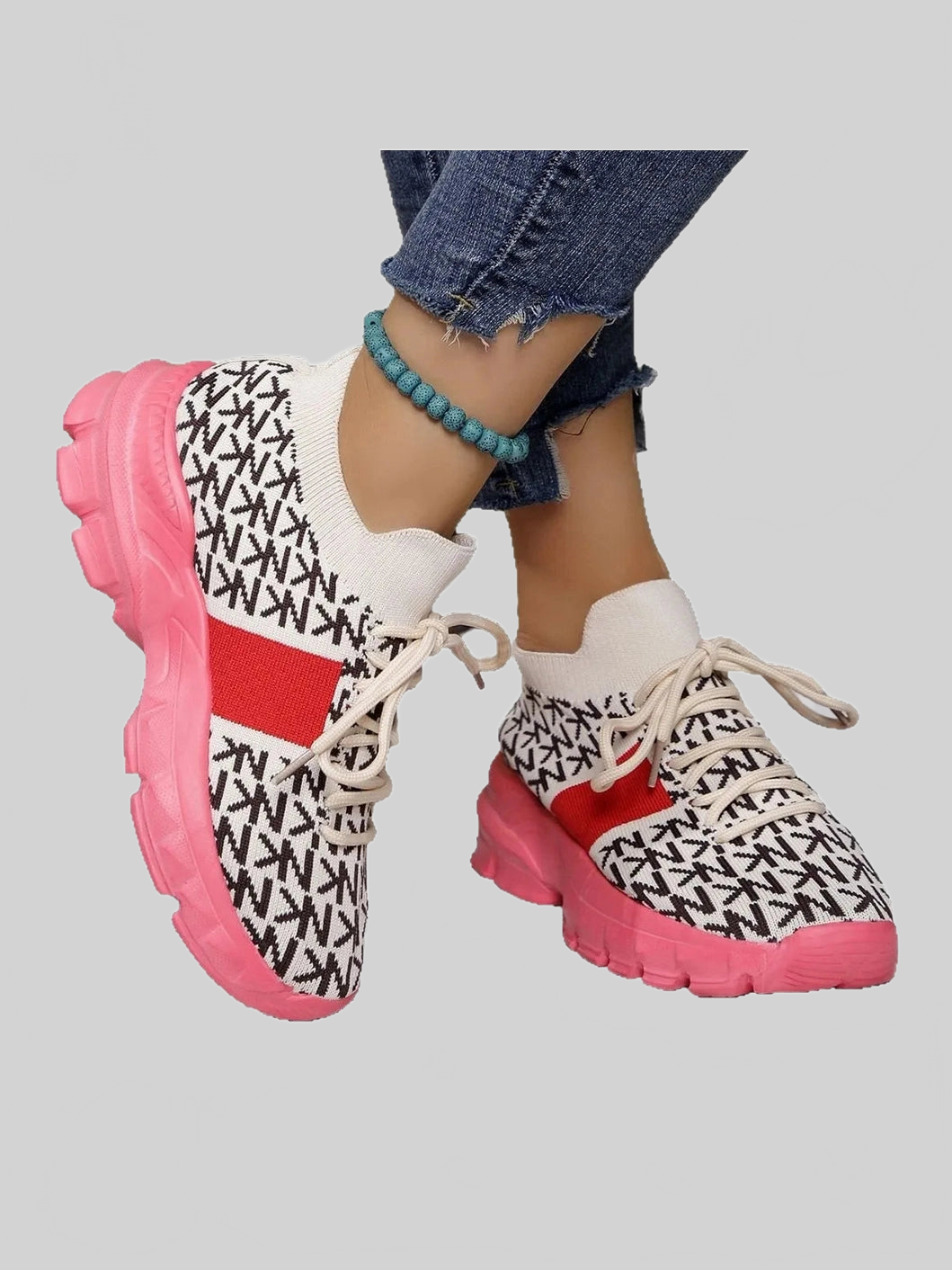 Round Toe Lace Up Sneakers nicholesgifts