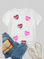 MAMA Heart Shape Sequin Patched Crew Neck T Shirt nicholesgifts