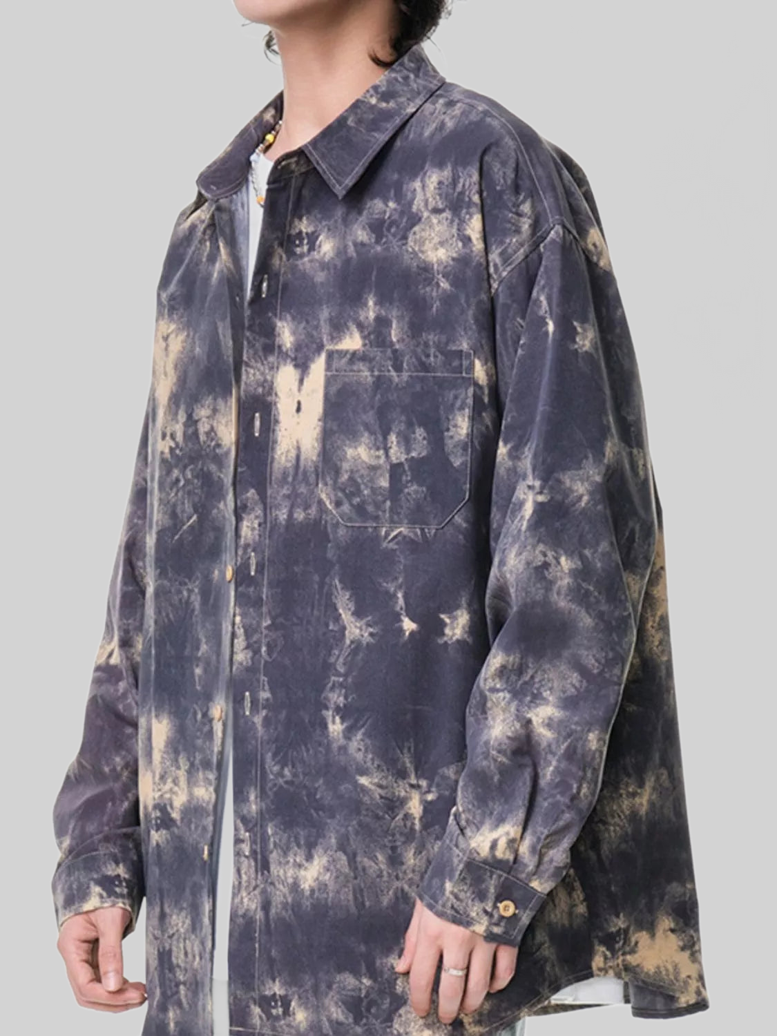 Men's Plus Size Tie-Dye Button-Up Shirt nicholesgifts