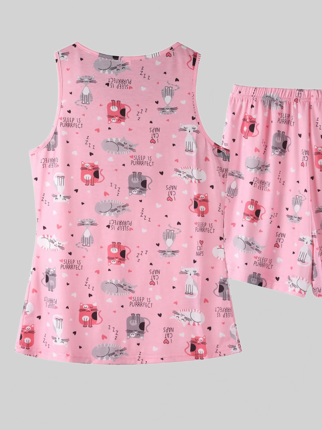 Printed Round Neck Top and Shorts Lounge Set nicholesgifts