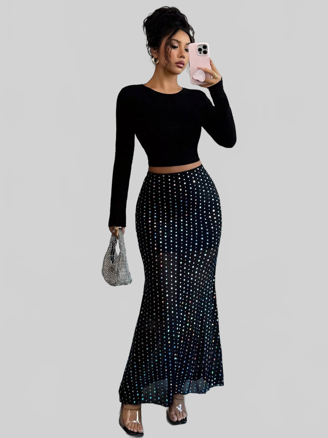 Women Polka Dot Maxi Skirt nicholesgifts