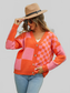 Angel Wings Plaid V-Neck Dropped Shoulder Cardigan nicholesgifts
