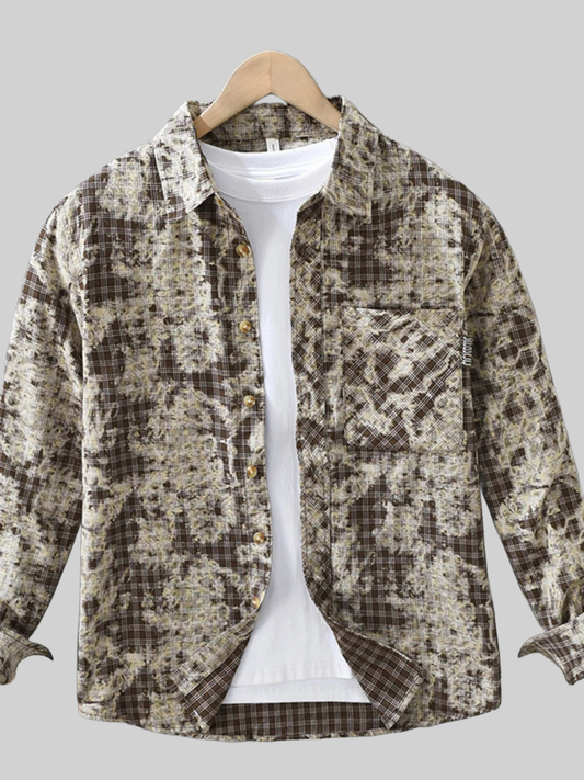 Men's Plus Size Button Up Long Sleeve Printed Shirt nicholesgifts