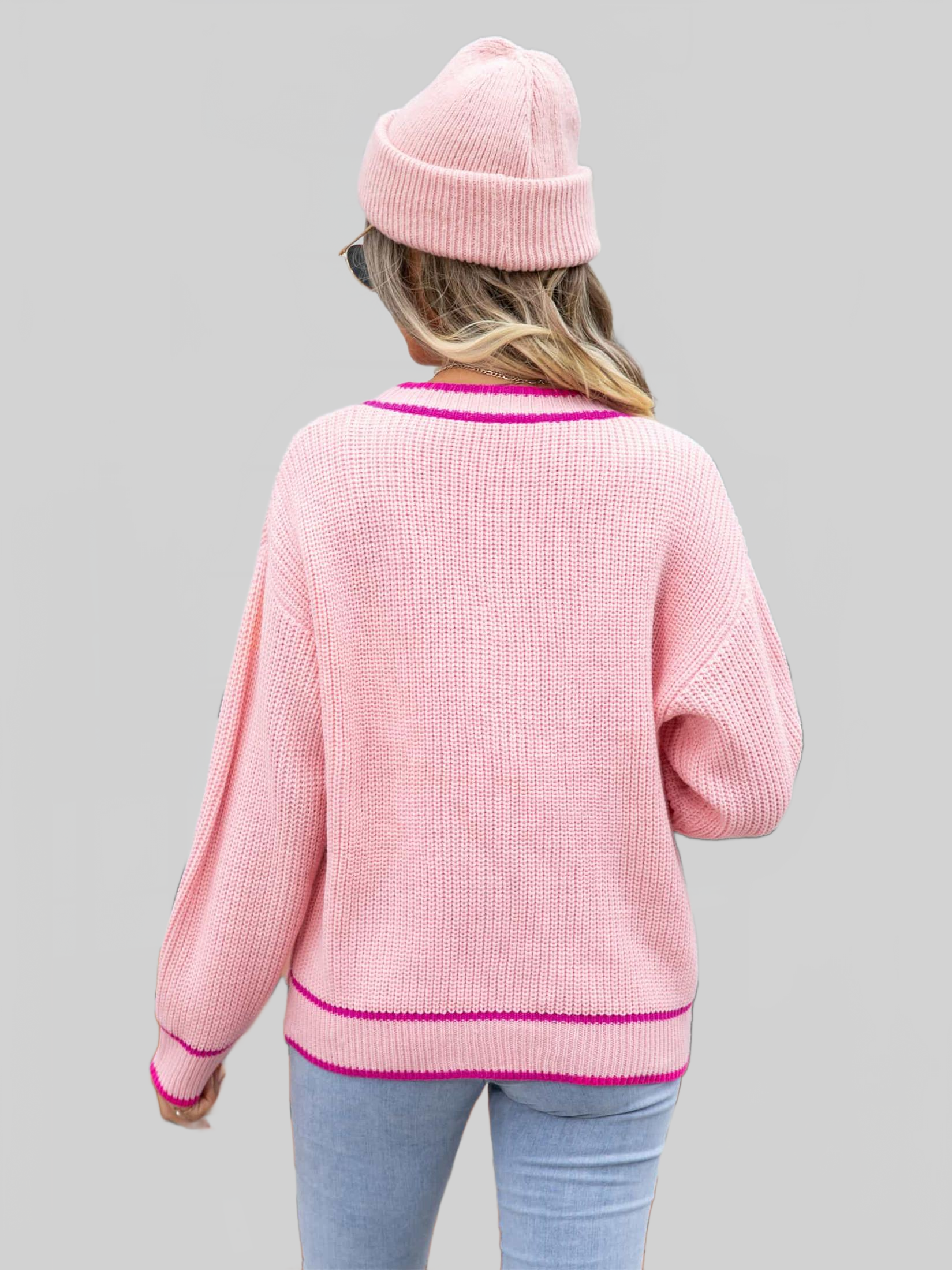 Angel Wings Waffle Knit V-Neck Cardigan with Pocket nicholesgifts