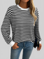 Women Ivy Lane Striped Round Neck Long Sleeve Sweatshirt nicholesgifts