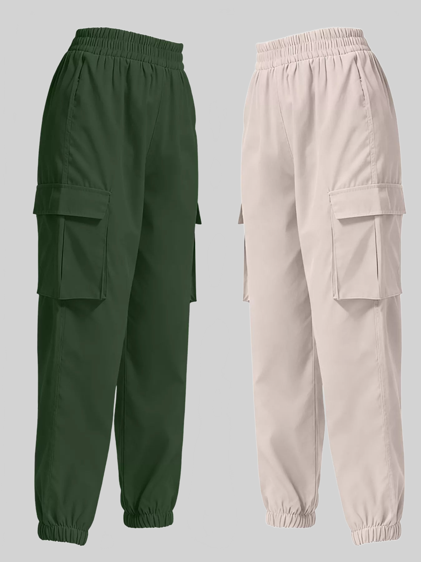 2 Piece Elastic Waist Cargo Pants NicholesGifts