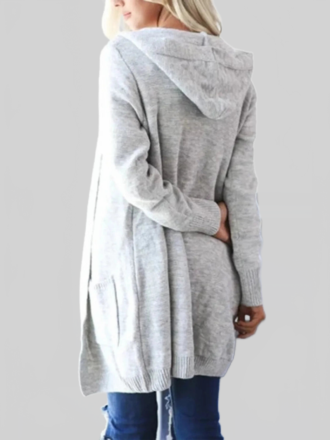 Women Heathered Open Front Cardigan with Pockets nicholesgifts
