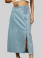 Slit Button Detail Denim Midi Skirt nicholesgifts